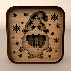 Christmas Wooden Gnome Night Light - Desktop Lamp & Holiday Decor - GUMOCRAFTS