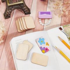 GUMOcrafts 150pcs 33x50mm Rectangle Unfinished Wood Pieces - Blank Natural Wood Slices for Crafts - GUMOCRAFTS