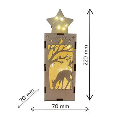 Christmas Wooden Lantern Set - Table Lamp for Desktop & Window Decor, Festive Handmade Carved Wood Art - GUMOCRAFTS