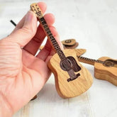 Wooden Acoustic Guitar Pick Box - Mini Guitar Decor & Gift