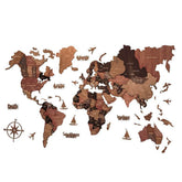 3D Wooden World Map Wall Art - American Style Decor for Home & Office - GUMOCRAFTS
