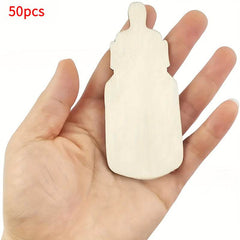 GUMOcrafts 50pcs Wooden Pacifier Bottle Shaped Pieces - DIY Painting & Graffiti Crafts for Decor - GUMOCRAFTS
