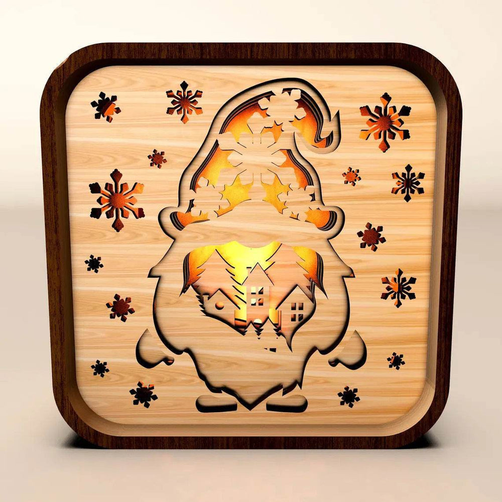 Christmas Wooden Gnome Night Light - Desktop Lamp & Holiday Decor - GUMOCRAFTS