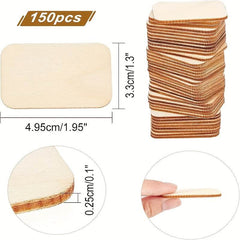 GUMOcrafts 150pcs 33x50mm Rectangle Unfinished Wood Pieces - Blank Natural Wood Slices for Crafts - GUMOCRAFTS