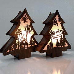 GUMOcrafts Wooden Christmas Tree Light Box - Festive Tabletop Decor & Party Ambience - GUMOCRAFTS