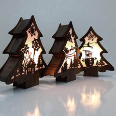 GUMOcrafts Wooden Christmas Tree Light Box - Festive Tabletop Decor & Party Ambience - GUMOCRAFTS