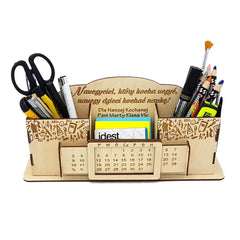 GUMOcrafts Wooden Desktop Organizer - Multi-Compartment Storage Box for Home & Office - GUMOCRAFTS