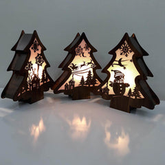 GUMOcrafts Wooden Christmas Tree Light Box - Festive Tabletop Decor & Party Ambience - GUMOCRAFTS