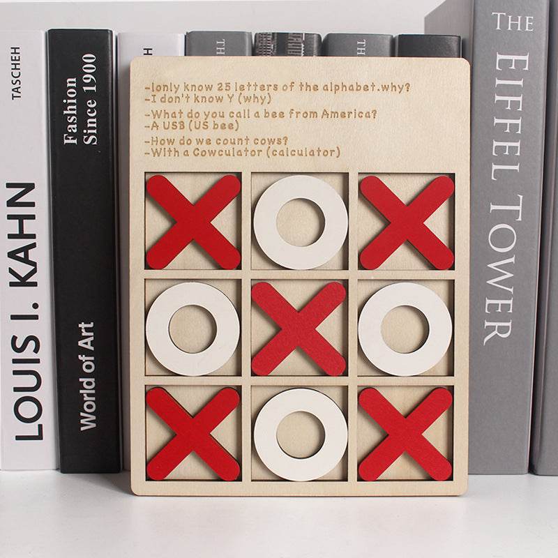 Wooden Tic Tac Toe Board Game - Logic Training Toy for Kids & Family - GUMOCRAFTS
