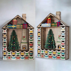 Large Lighted Wooden Christmas Countdown Calendar - Festive Tabletop Decor - GUMOCRAFTS