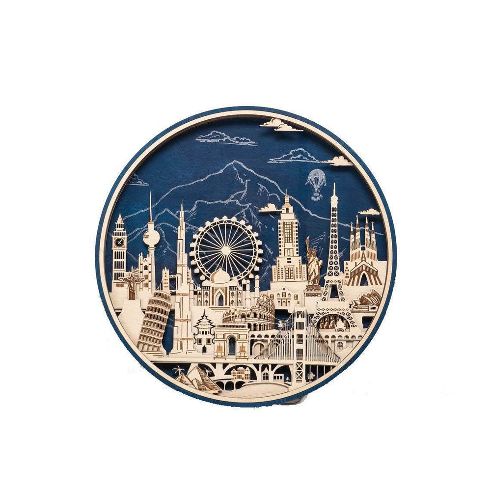 GUMOcrafts 3D Wooden World Landmark Night Light - City Scene Wall Decor & Custom Art - GUMOCRAFTS