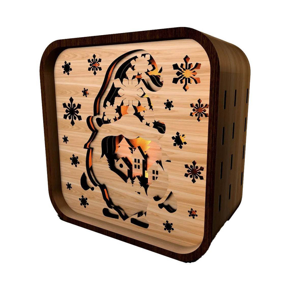 Christmas Wooden Gnome Night Light - Desktop Lamp & Holiday Decor - GUMOCRAFTS