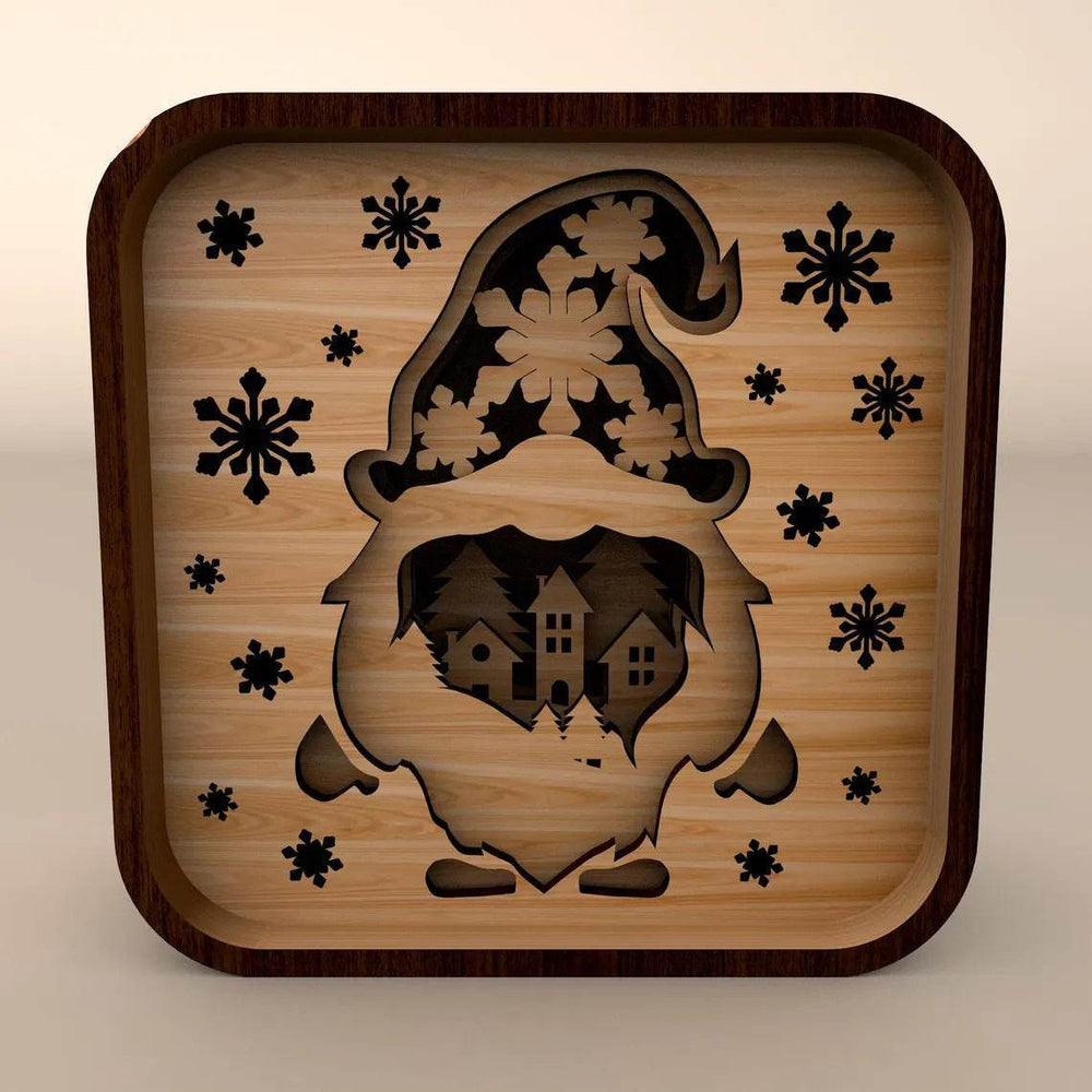 Christmas Wooden Gnome Night Light - Desktop Lamp & Holiday Decor - GUMOCRAFTS