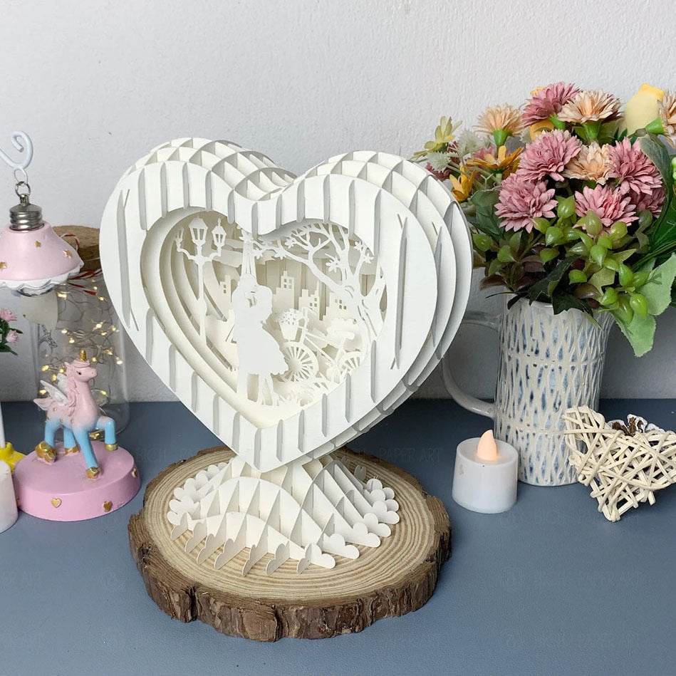 Valentine's Day Heart-shaped Paper Carving Night Light - Romantic Decor for Bedroom, Wedding & Gifts - GUMOCRAFTS