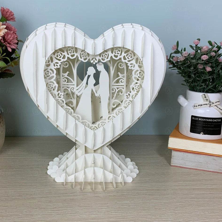 Valentine's Day Heart-shaped Paper Carving Night Light - Romantic Decor for Bedroom, Wedding & Gifts - GUMOCRAFTS