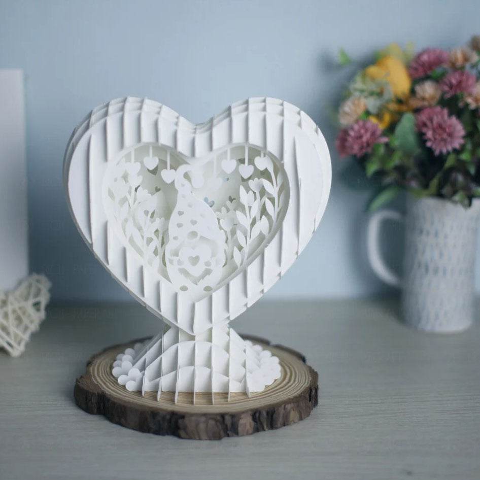 Valentine's Day Heart-shaped Paper Carving Night Light - Romantic Decor for Bedroom, Wedding & Gifts - GUMOCRAFTS