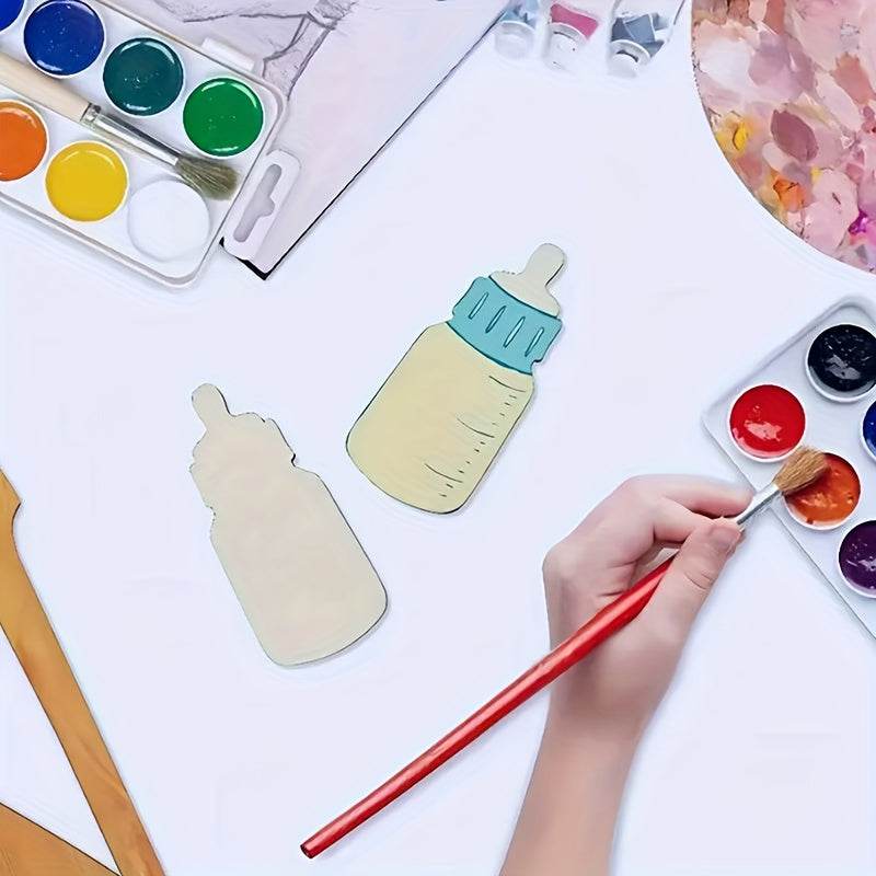 GUMOcrafts 50pcs Wooden Pacifier Bottle Shaped Pieces - DIY Painting & Graffiti Crafts for Decor - GUMOCRAFTS