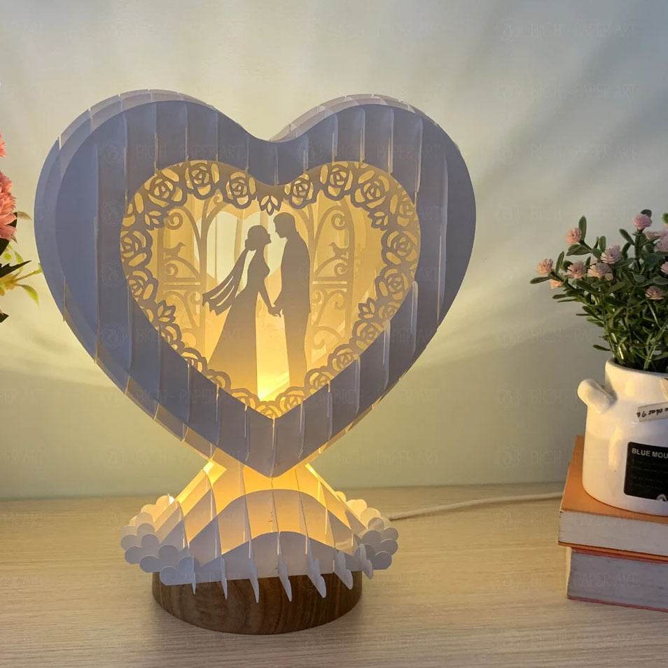 Valentine's Day Heart-shaped Paper Carving Night Light - Romantic Decor for Bedroom, Wedding & Gifts - GUMOCRAFTS