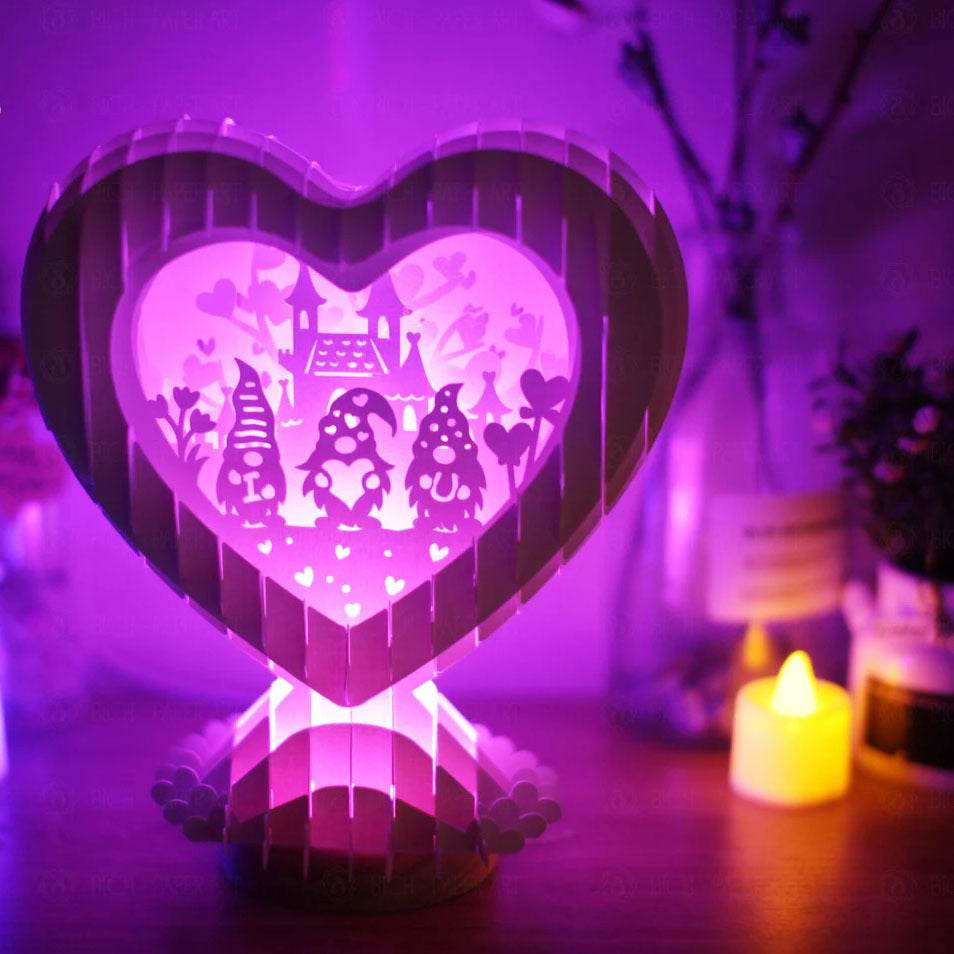 Valentine's Day Heart-shaped Paper Carving Night Light - Romantic Decor for Bedroom, Wedding & Gifts - GUMOCRAFTS