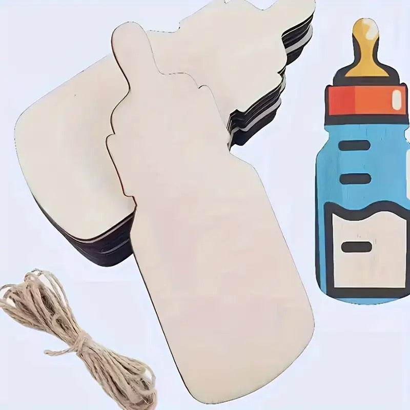 GUMOcrafts 50pcs Wooden Pacifier Bottle Shaped Pieces - DIY Painting & Graffiti Crafts for Decor - GUMOCRAFTS