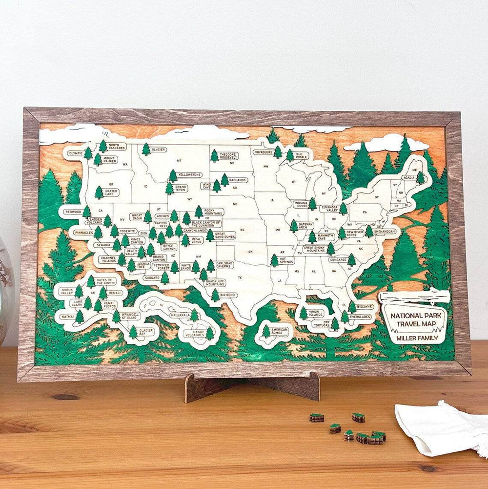 US National Park Map Wall Art - Travel Theme Hanging Decoration for Home & Gifts - GUMOCRAFTS