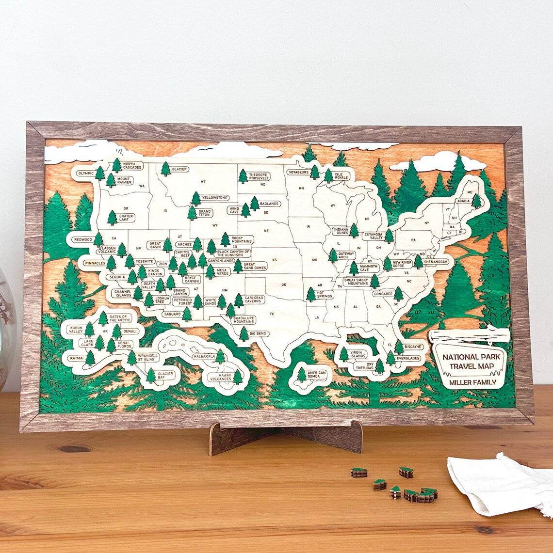US National Park Map Wall Art - Travel Theme Hanging Decoration for Home & Gifts - GUMOCRAFTS