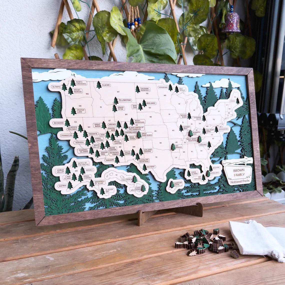 US National Park Map Wall Art - Travel Theme Hanging Decoration for Home & Gifts - GUMOCRAFTS