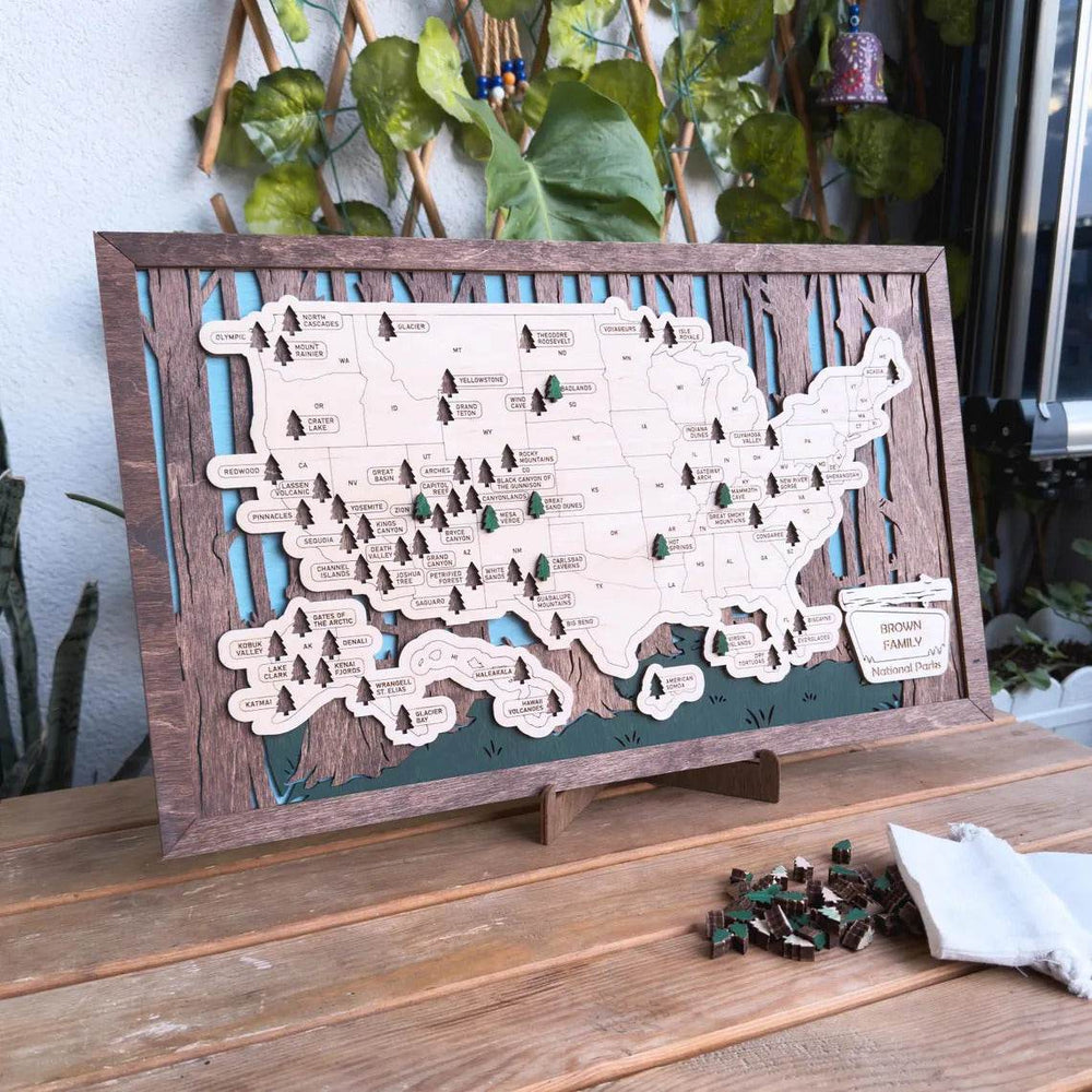 US National Park Map Wall Art - Travel Theme Hanging Decoration for Home & Gifts - GUMOCRAFTS