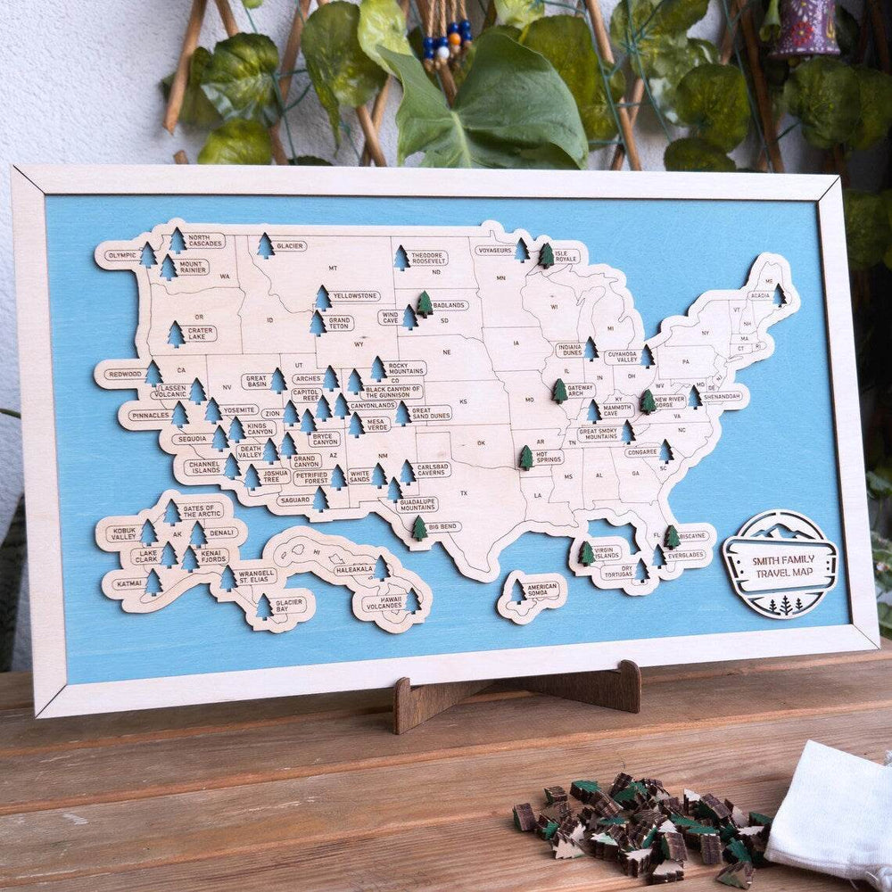 US National Park Map Wall Art - Travel Theme Hanging Decoration for Home & Gifts - GUMOCRAFTS