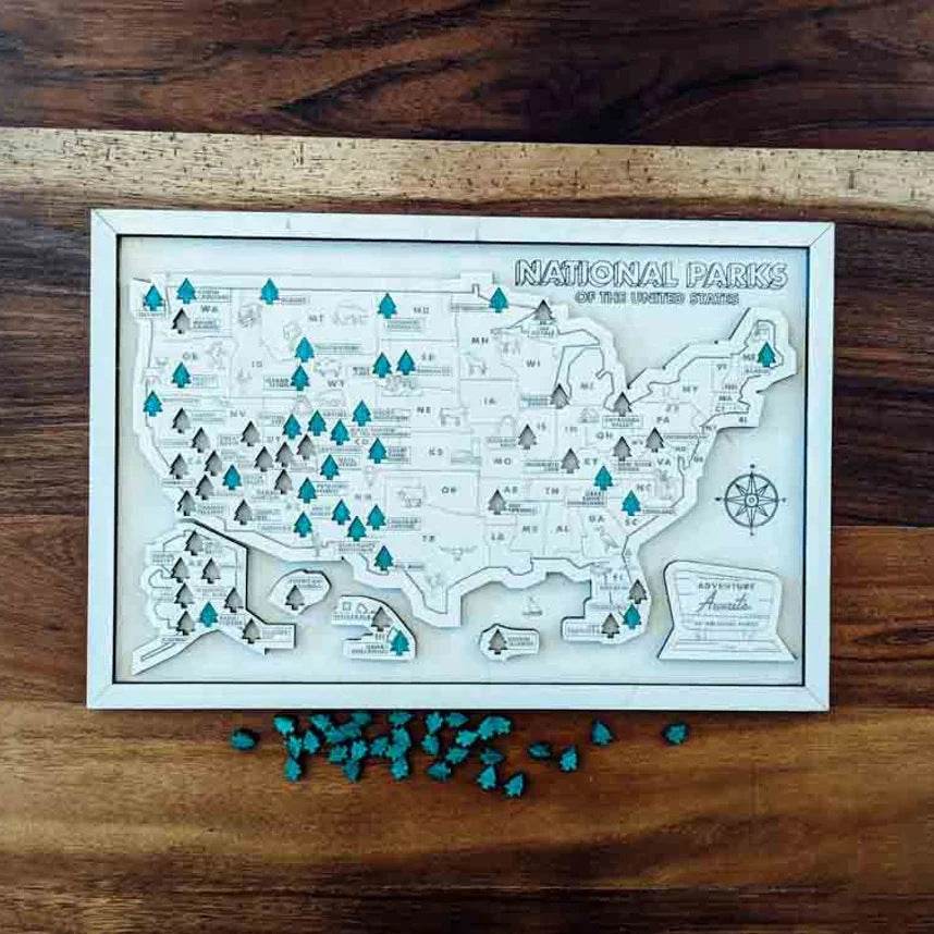 US National Park Map Wall Art - Travel Theme Hanging Decoration for Home & Gifts - GUMOCRAFTS