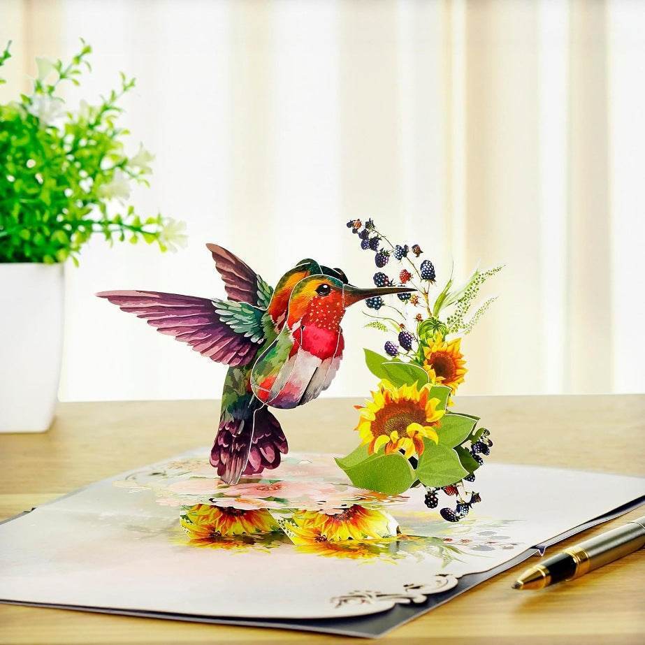 3D Pop-Up Hummingbird & Sunflower Card - Mother's Day & Birthday | GUMOcrafts - GUMOCRAFTS