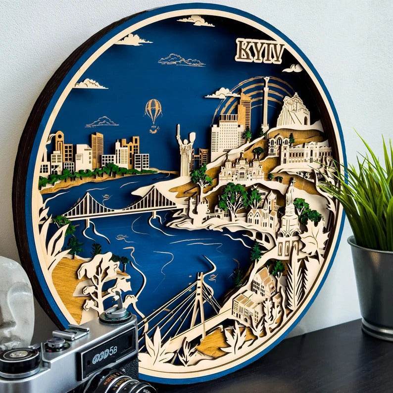 GUMOcrafts 3D Wooden World Landmark Night Light - City Scene Wall Decor & Custom Art - GUMOCRAFTS