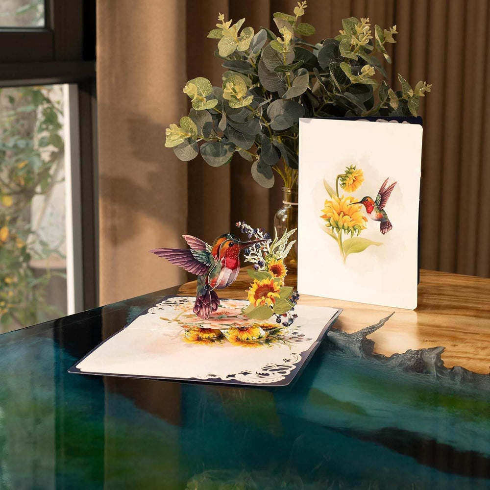 3D Pop-Up Hummingbird & Sunflower Card - Mother's Day & Birthday | GUMOcrafts - GUMOCRAFTS