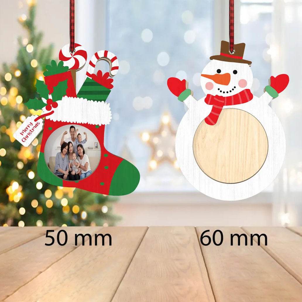 Wooden Christmas Ornaments Set - Customizable Hanging Decor for Tree & Home - GUMOCRAFTS