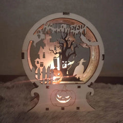 GUMOcrafts Halloween Wooden Night Light - Tabletop Decor for Party & Home - GUMOCRAFTS