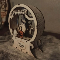 GUMOcrafts Halloween Wooden Night Light - Tabletop Decor for Party & Home - GUMOCRAFTS