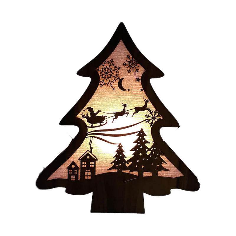 GUMOcrafts Wooden Christmas Tree Light Box - Festive Tabletop Decor & Party Ambience - GUMOCRAFTS