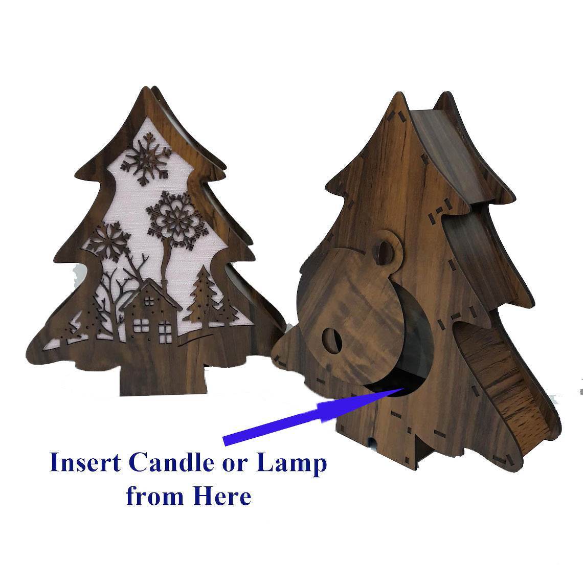 GUMOcrafts Wooden Christmas Tree Light Box - Festive Tabletop Decor & Party Ambience - GUMOCRAFTS