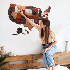GUMOcrafts Wooden USA Map Puzzle - Home & Office Wall Decor - GUMOCRAFTS