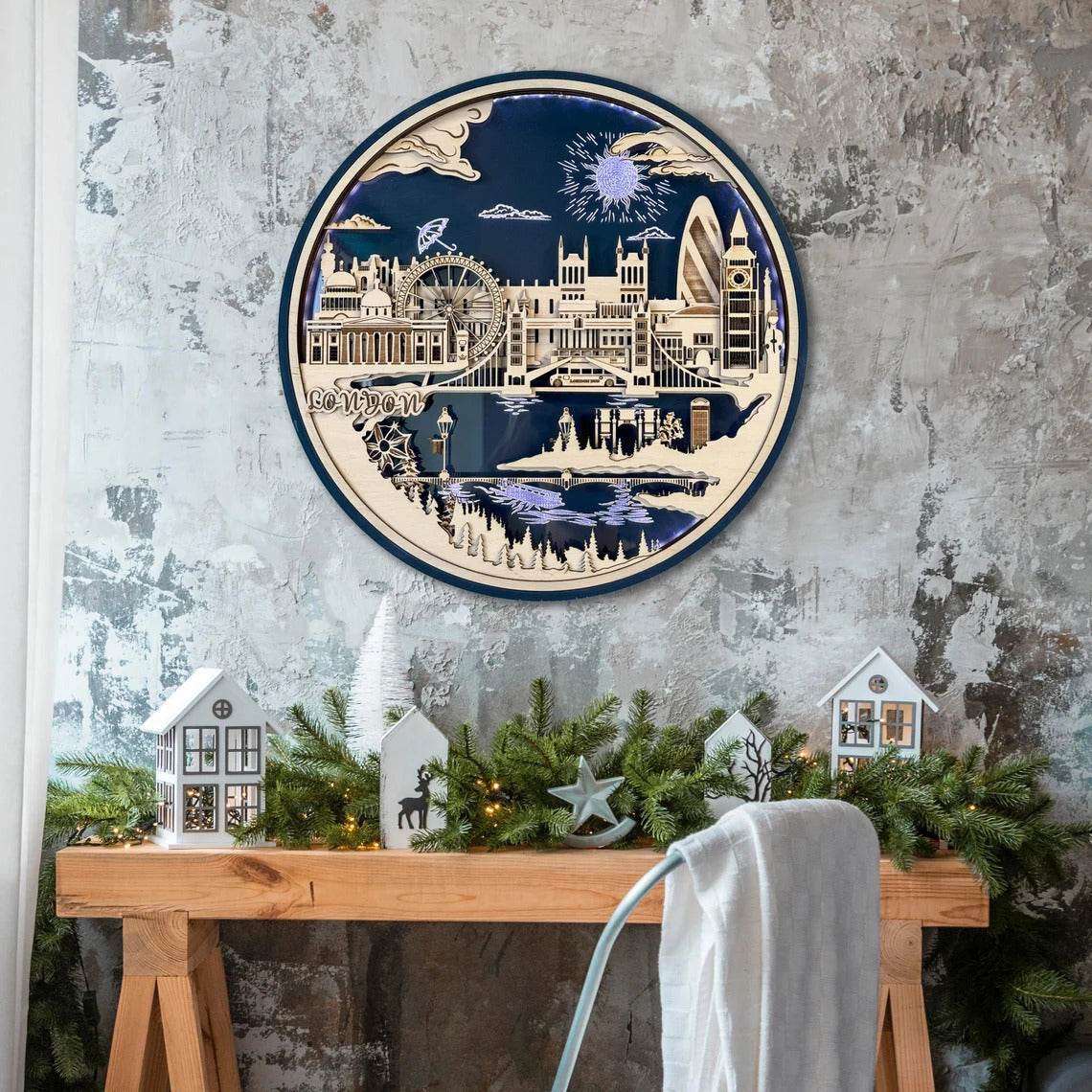 GUMOcrafts 3D Wooden World Landmark Night Light - City Scene Wall Decor & Custom Art - GUMOCRAFTS