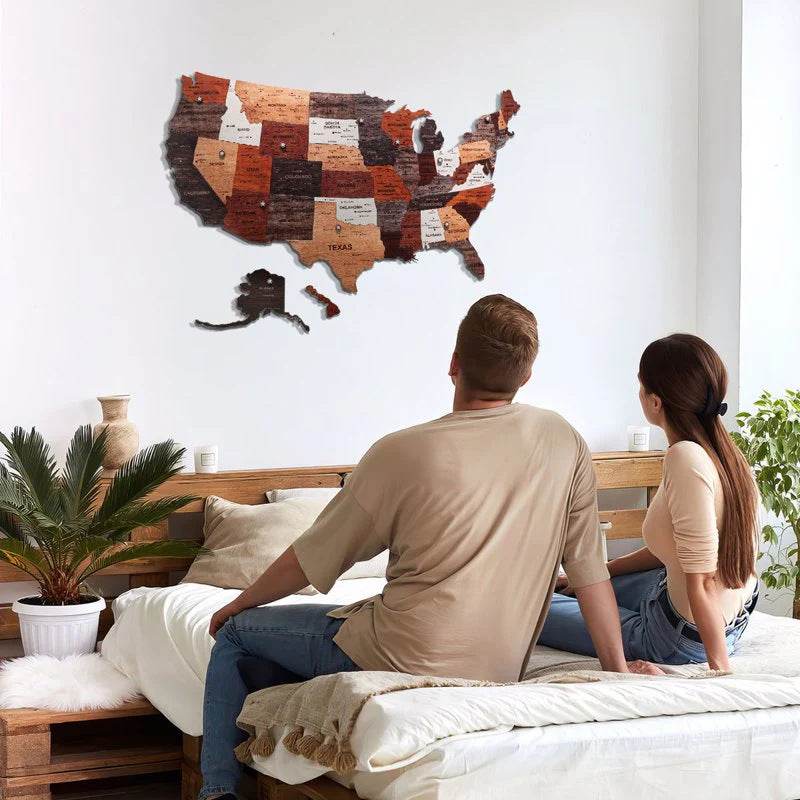 GUMOcrafts Wooden USA Map Puzzle - Home & Office Wall Decor - GUMOCRAFTS