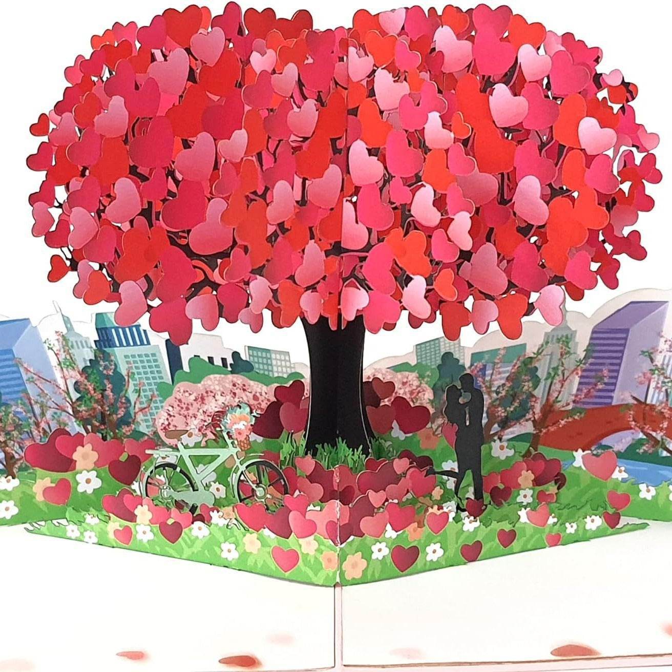 GUMOcrafts 3D Heart Tree Pop-Up Card - Valentine's Day, Mother's Day & Wedding Gift - GUMOCRAFTS
