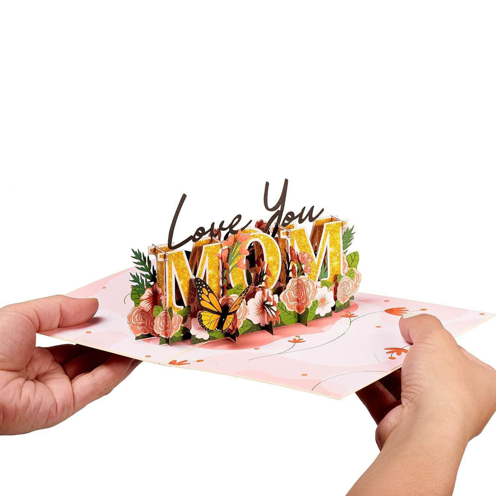 GUMOcrafts 3D Pop-Up Butterfly Flower Card Card - Mother's Day & Birthday Gift for Mom - GUMOCRAFTS