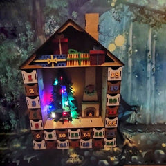 Large Lighted Wooden Christmas Countdown Calendar - Festive Tabletop Decor - GUMOCRAFTS