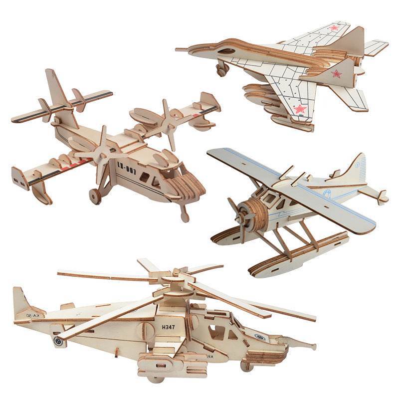 GUMOcrafts 3D Wooden Aircraft Puzzle Model - DIY Brain Teaser Toy & Home Decor - GUMOCRAFTS