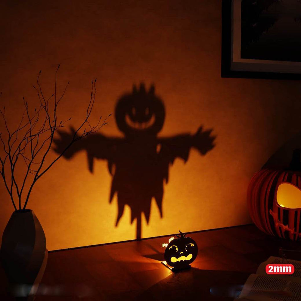 GUMOcrafts Halloween Wooden Candle Holder Set - Spooky Table Decor for Parties & Home - GUMOCRAFTS