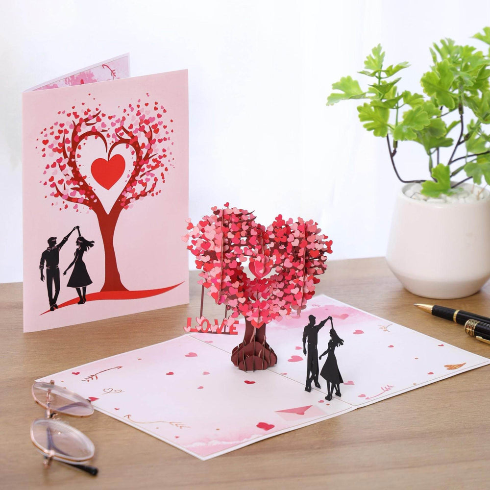 GUMOcrafts 3D Heart Tree Pop-Up Card - Valentine's Day, Mother's Day & Wedding Gift - GUMOCRAFTS