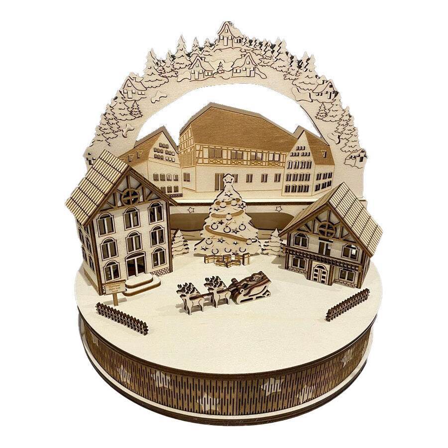 GUMOcrafts Wooden Christmas Arch Scene Decor - Festive Tabletop Ornament & Gift - GUMOCRAFTS