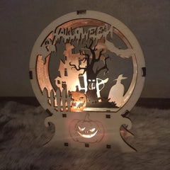 GUMOcrafts Halloween Wooden Night Light - Tabletop Decor for Party & Home - GUMOCRAFTS