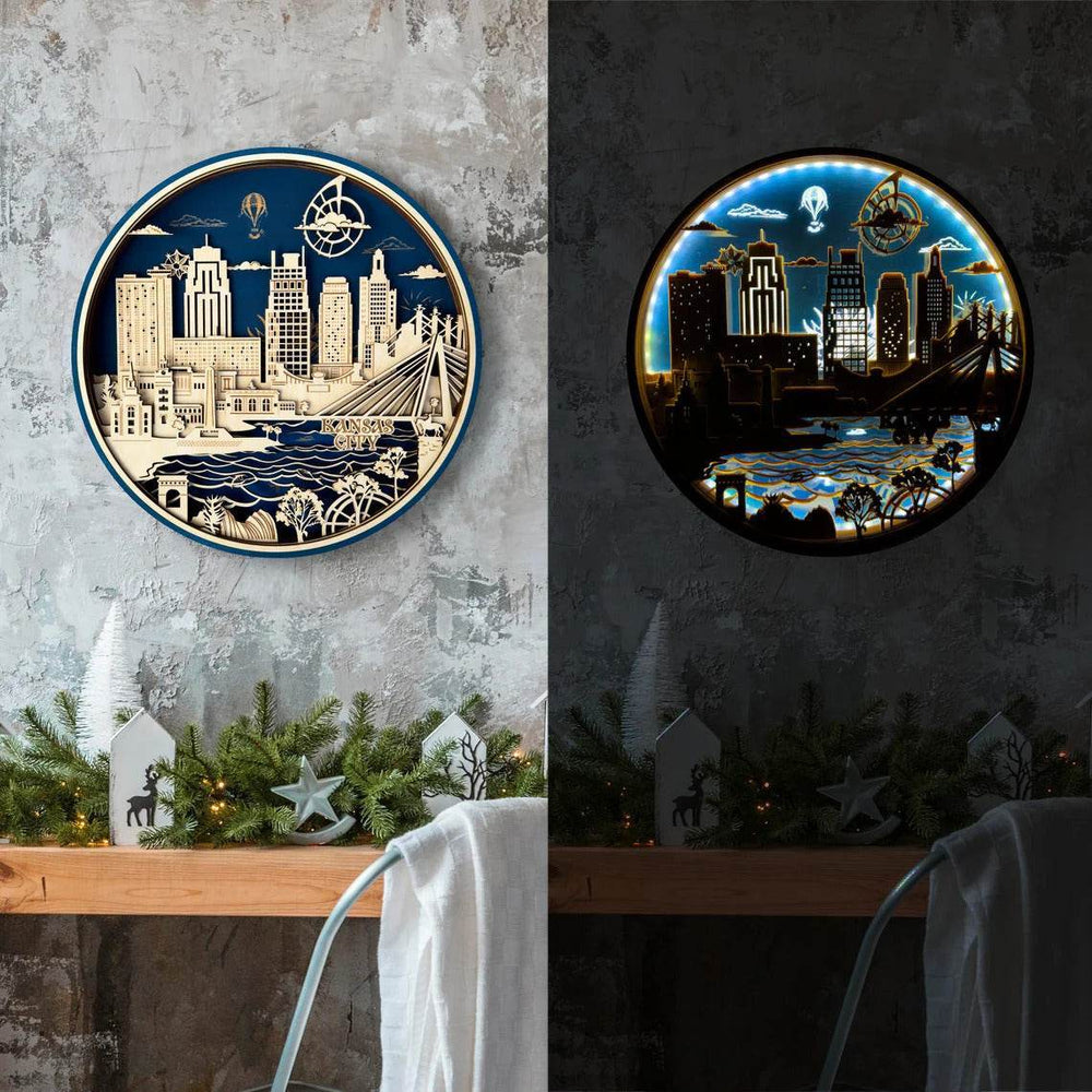 GUMOcrafts 3D Wooden World Landmark Night Light - City Scene Wall Decor & Custom Art - GUMOCRAFTS